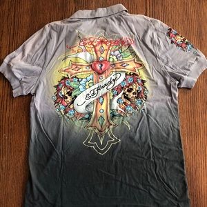 Ed Hardy two toned polo shirt